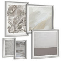 BILDER SET 5er Set - 50x50 cm & 20x30 cm & 40x60 cm Silberner Rahmen - Industriedesignstrukturen - Silberfarben, Kunststoff (40/60cm) - TULUP