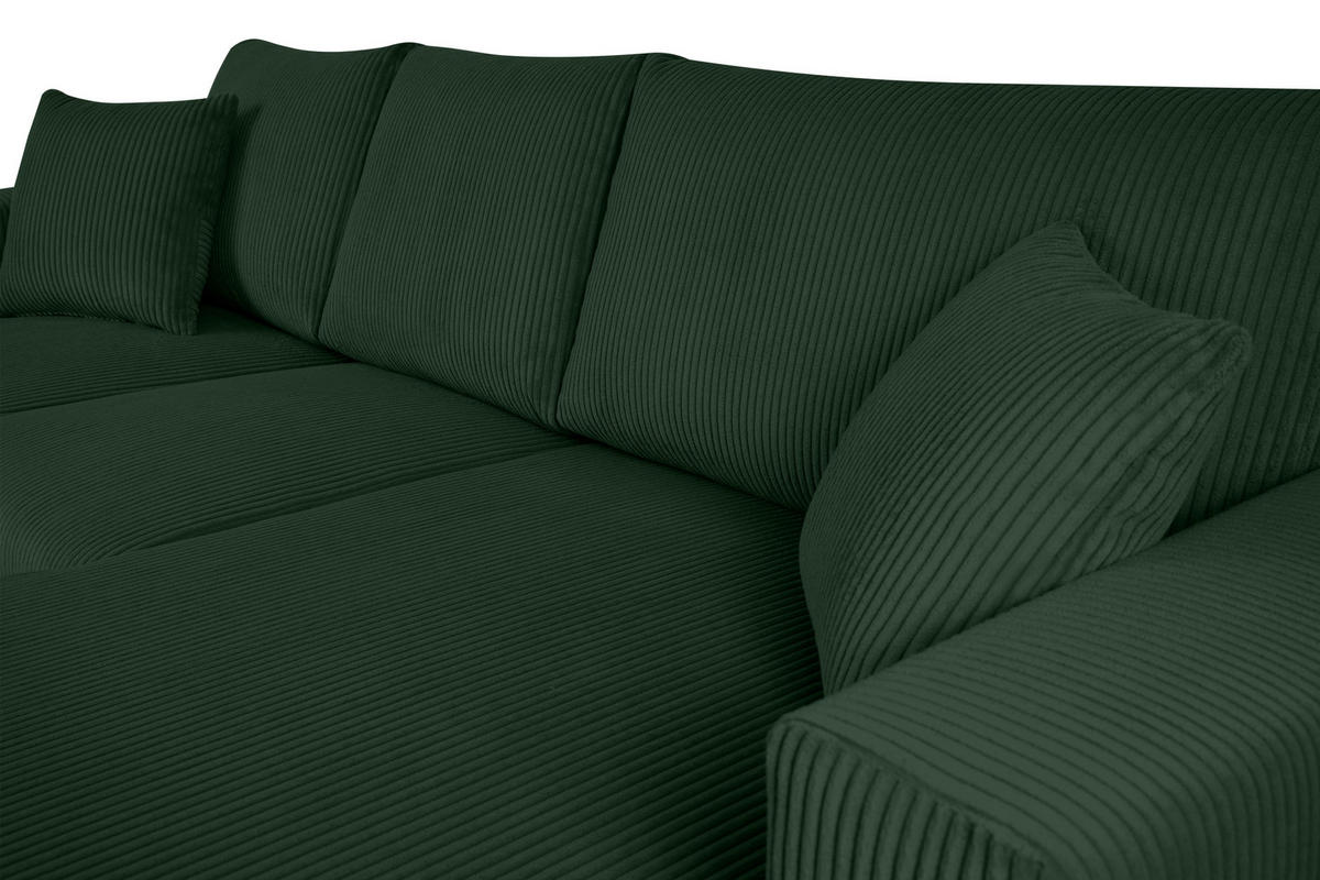ECKSCHLAFSOFA EGRET Links mit Bettkasten, Cord-Stoff, dunkelgrün - Dunkelgrün, Textil (234/90cm) - KONSIMO®