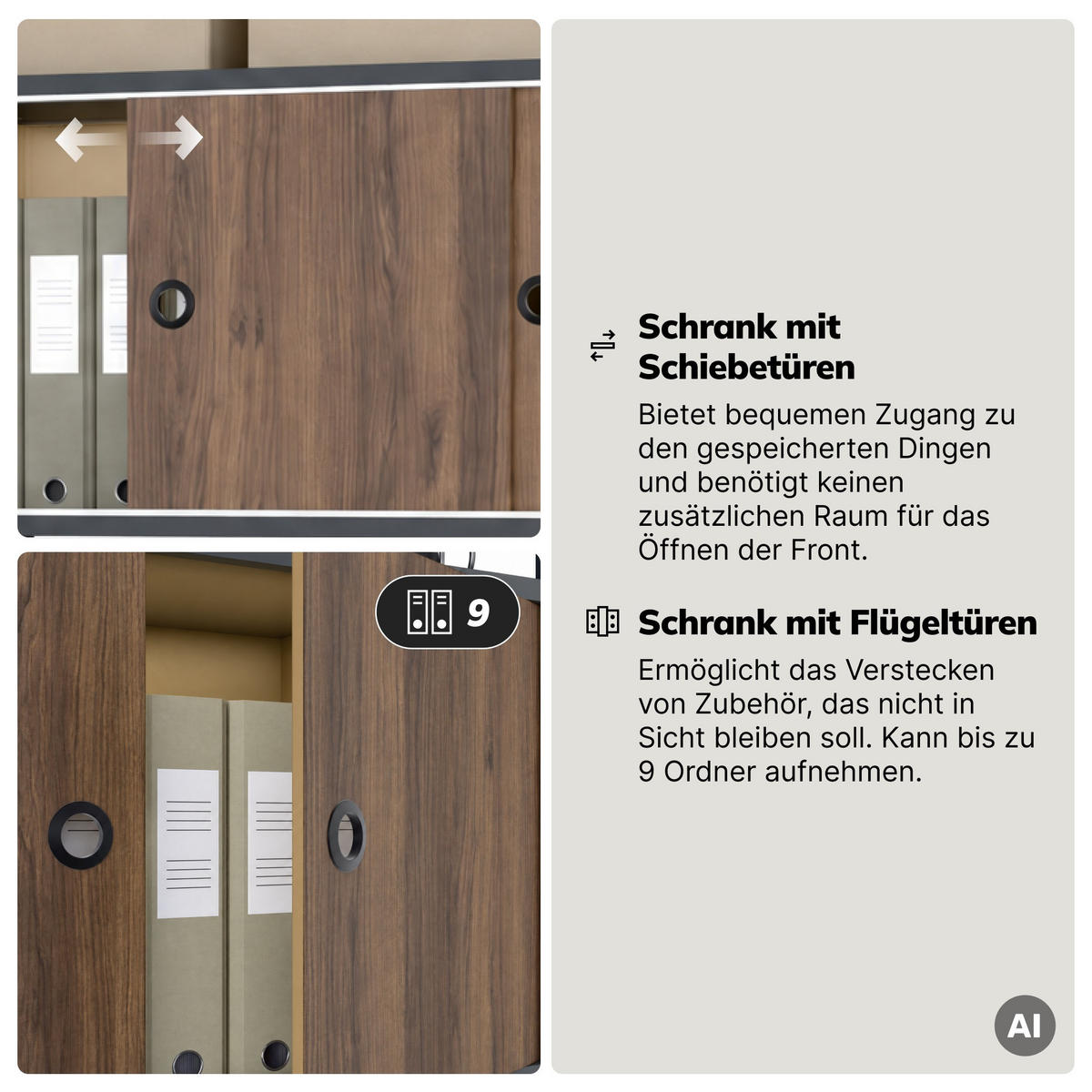 REGAL ARIEL 80 × 220 × 40 cm - Anthrazit/Nussbaumfarben, Metall (80/220/40cm) - Jan Nowak