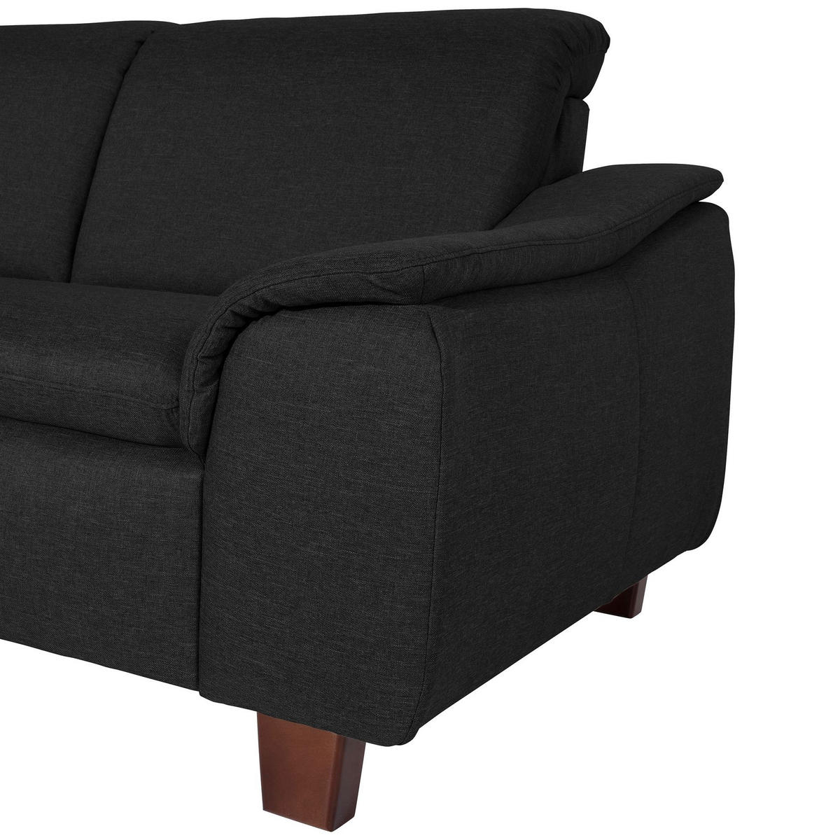ECKSOFA mit Ottomane links Kaylil Flachgewebe schwarz - Schwarz, Kunststoff (187/247cm) - 58aufmkessel