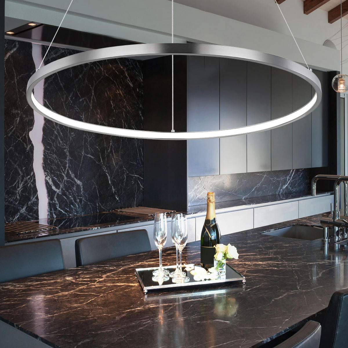 LED HÄNGELEUCHTE RALPH Silber - Silberfarben, Metall (60/60/120cm) - Globo Lighting