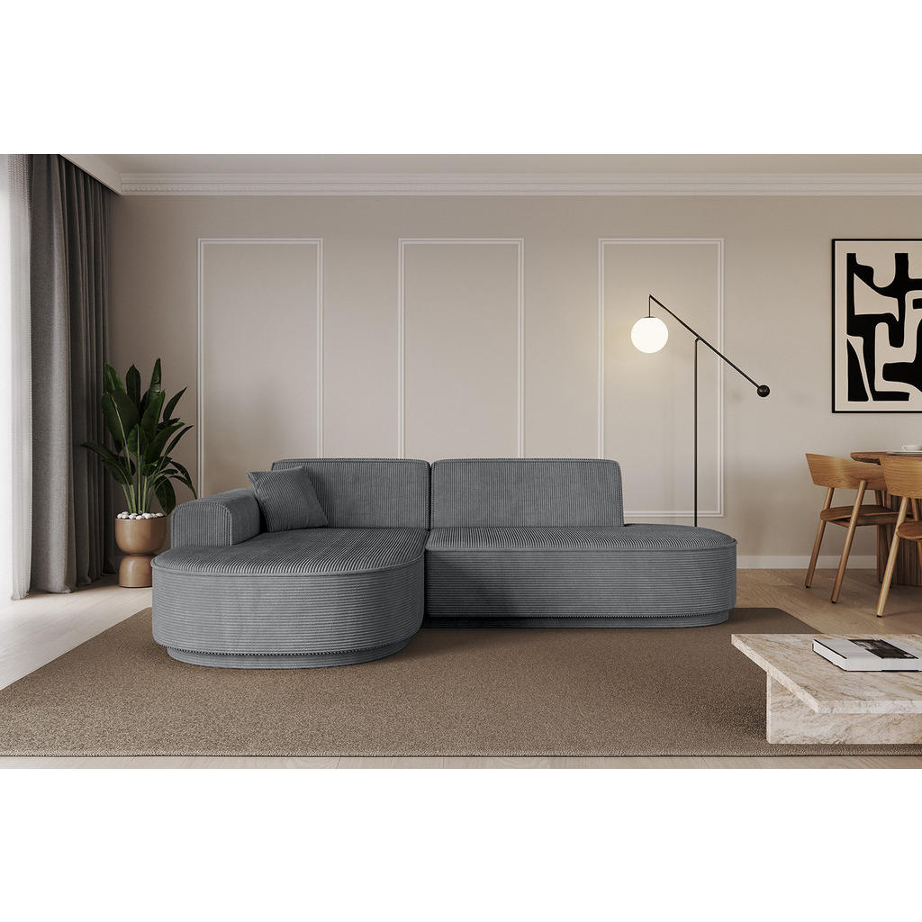 Thumbnail - Altdecor Ecksofa, Dunkelgrau, Textil, 3-Sitzer, L-Form, Ottomane links, 234x163 cm, Wohnzimmer, Sofas & Couches, Wohnlan...