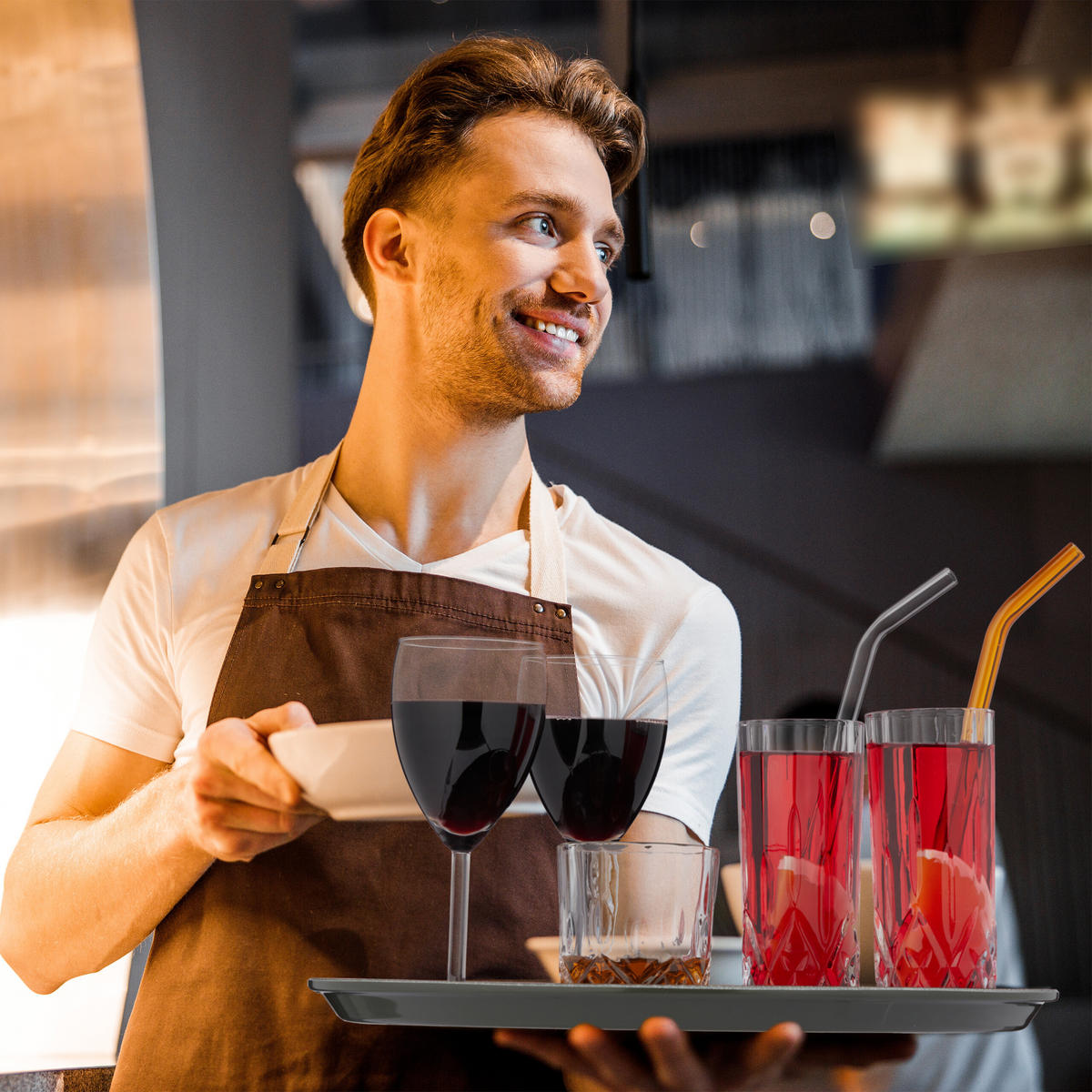 SERVIERTABLETT - Braun, Kunststoff (35/2/35cm) - Relaxdays