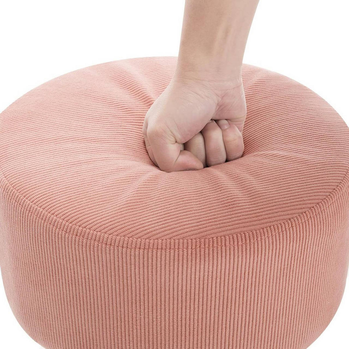 SITZHOCKER 2er Set rund, drehbar, Cord-Sitzfläche, Rosa - Silberfarben/Rosa, Textil/Metall (38.5/52/38.5cm) - Woltu
