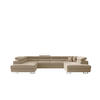 ECKSOFA Falio U-förmiges mit Schlaffunktion und Kopfstützen Velours Hellbeige - Creme, Holz/Textil (202/345cm) - Kaiser Möbel