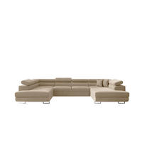 ECKSOFA Falio U-förmiges mit Schlaffunktion und Kopfstützen Velours Hellbeige - Creme, Holz/Textil (202/345cm) - Kaiser Möbel