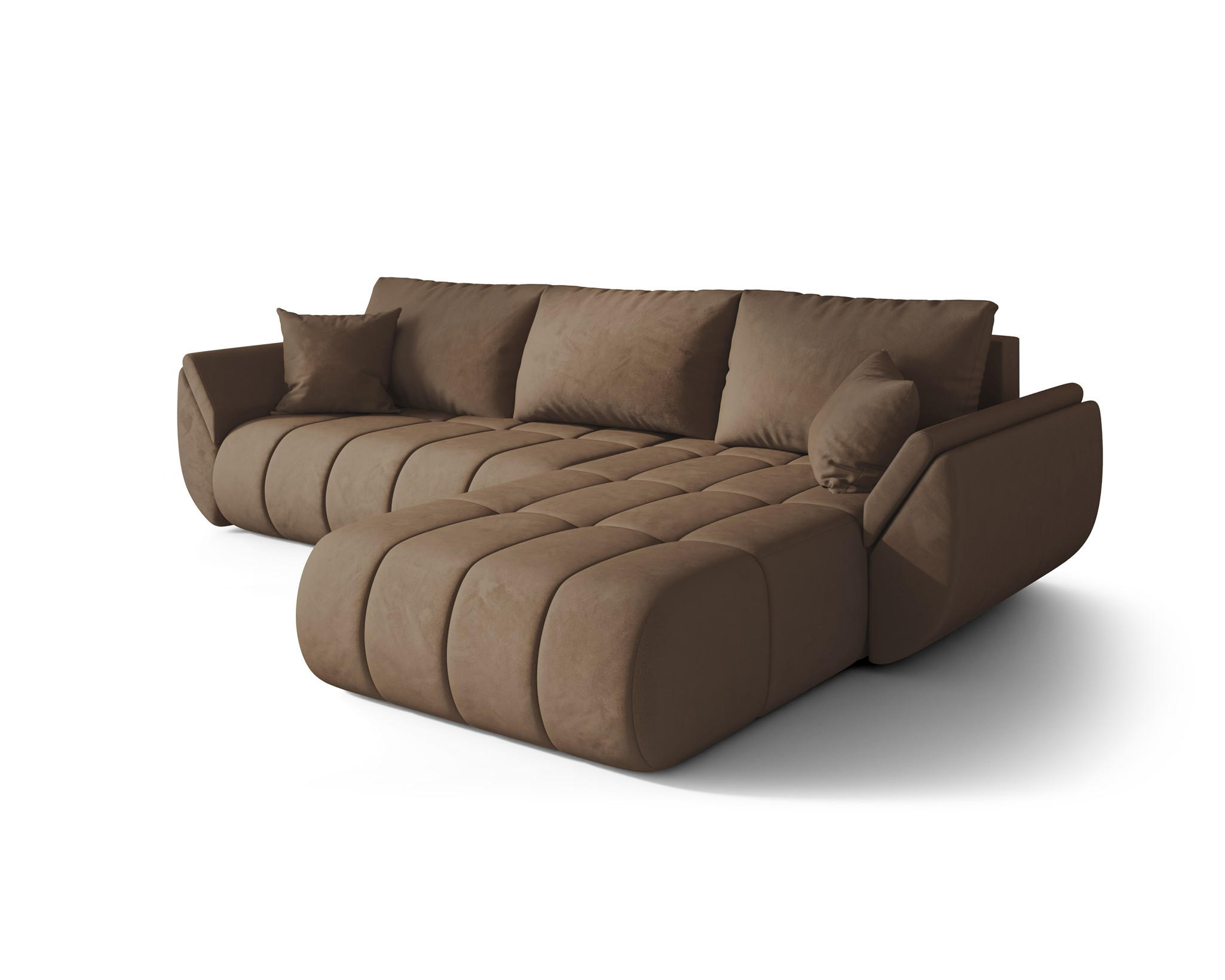 ECKSOFA Misato In Monolith - Braun, Holzwerkstoff/Textil (280/175cm) - Fun Möbel
