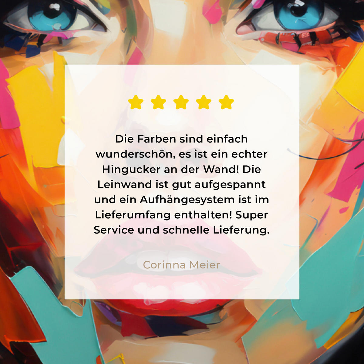 LEINWANDBILD Frau - Porträt - Farbenfroh - Kunst Gemälde 60x40 cm - Multicolor, Textil (60/40cm) - MuchoWow