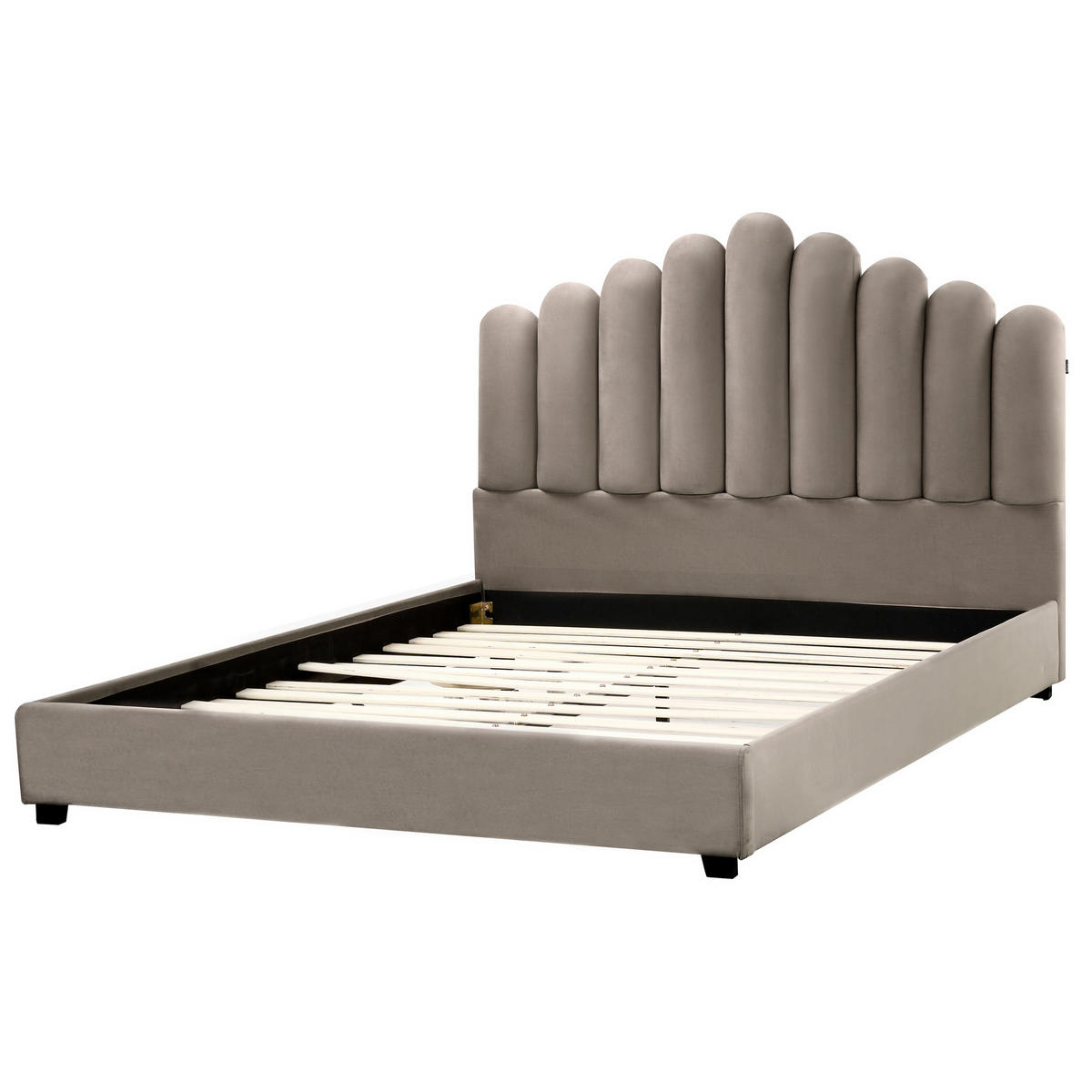 BETT mit Lattenrost 160/200 cm Taupe Vincennes - Taupe/Schwarz, Textil (160/200cm) - Beliani