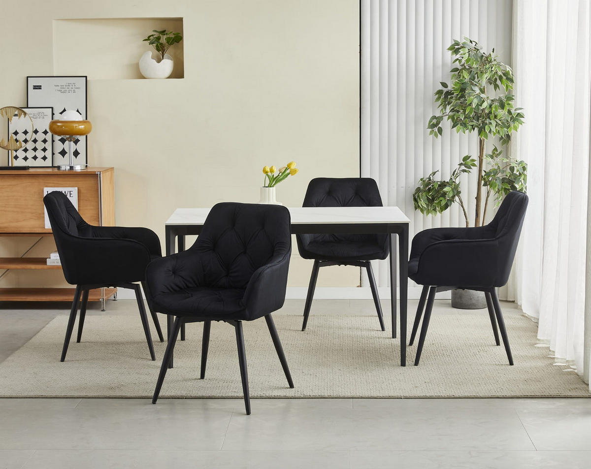 ESSZIMMERSTUHL LUKK360 schwarzer Sitz, schwarze Beine - Schwarz, Textil (56/84/61cm) - Valora