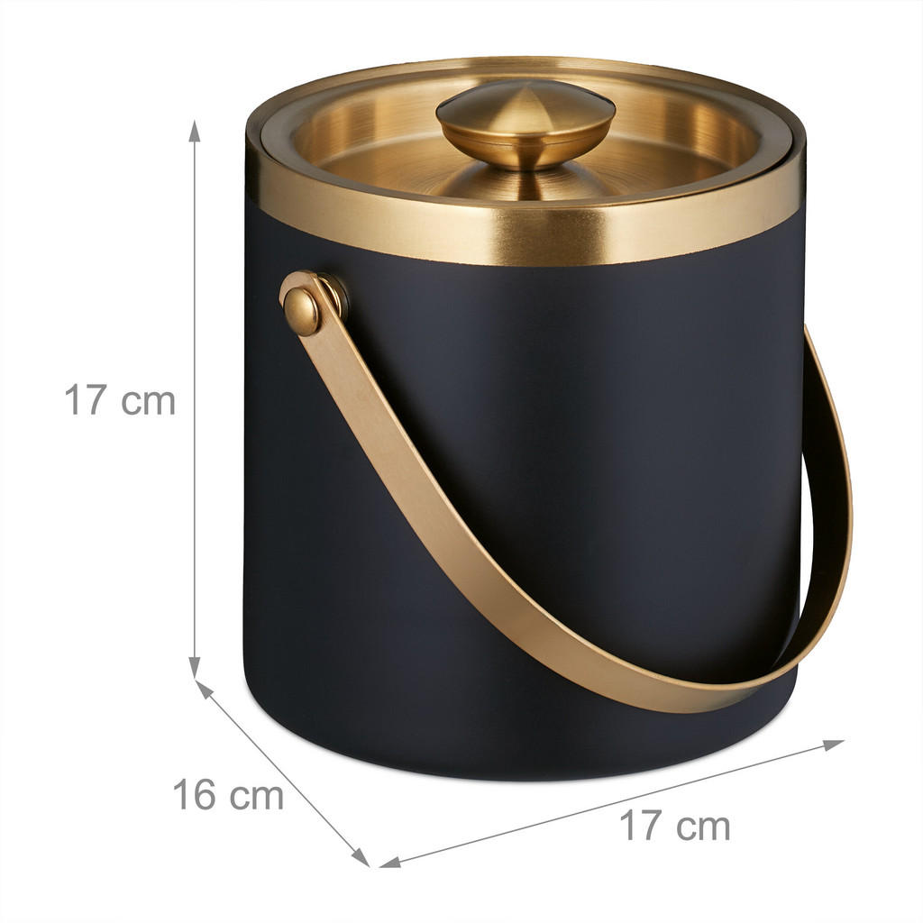 Thumbnail - Relaxdays Eiswürfelbehälter, Schwarz, Metall, Kunststoff, 17 cm, Essen & Trinken, Barausstattung