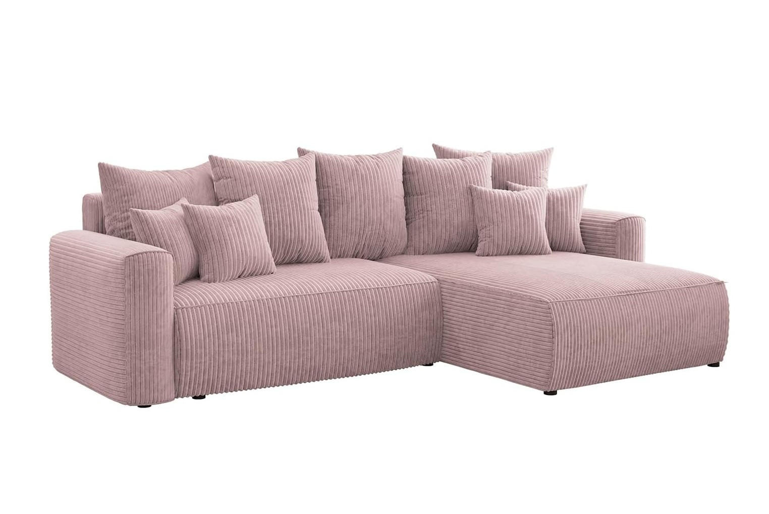 ECKSOFA BALI L - Pink/Schwarz, Holzwerkstoff (260/160cm) - Meblini