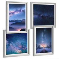 BILDER SET 4er Set - 50x50 cm & 40x60 cm Silberner Rahmen - Nachthimmel, Berge, Winter, Weltraum - Silberfarben, Kunststoff (50/50cm) - TULUP