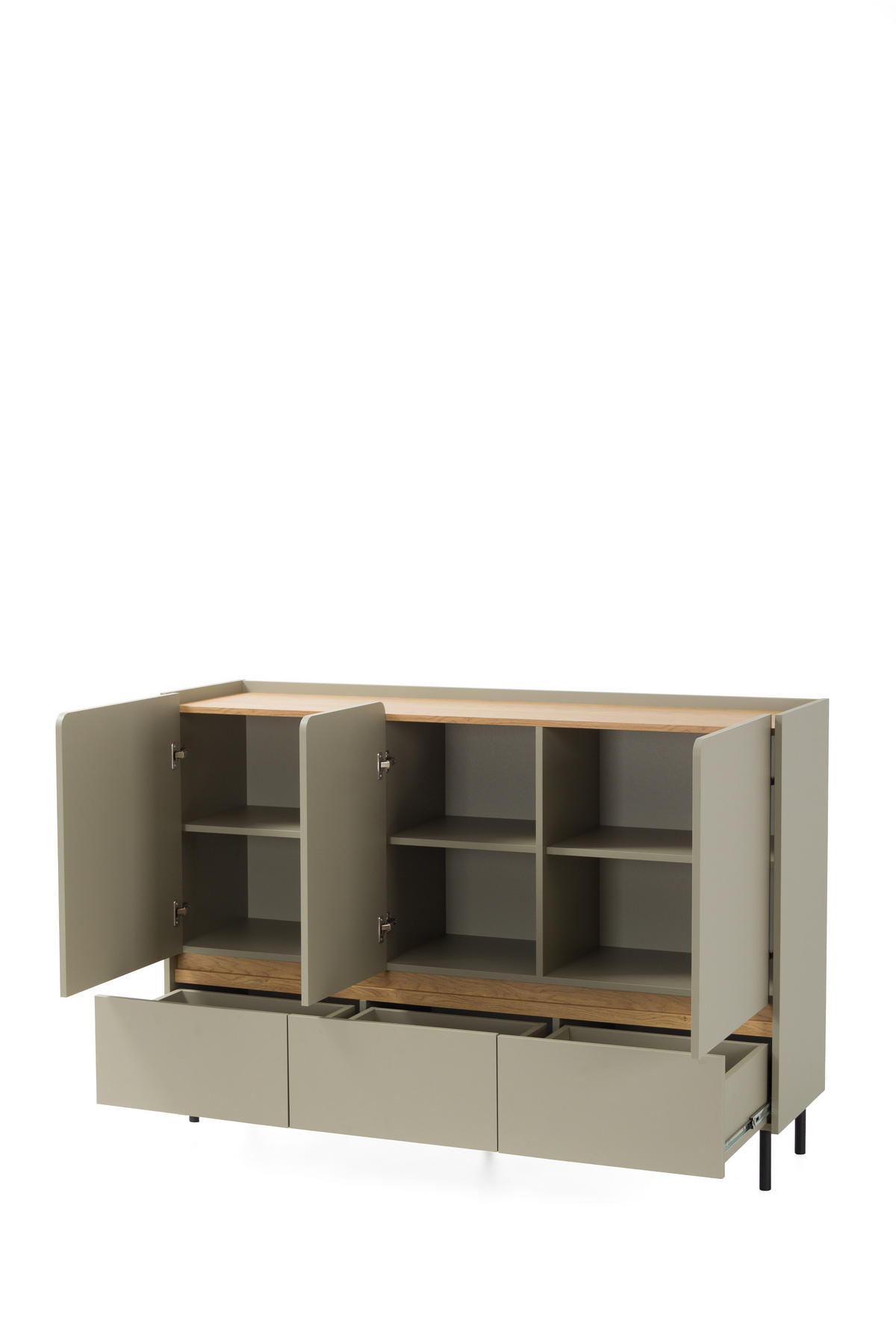 KOMMODE MURO 150/105/40cm mit 3 Schubladen 3 Türen Hellgrün - Hellgrün, Holzwerkstoff (150/105/40cm) - MASSENO