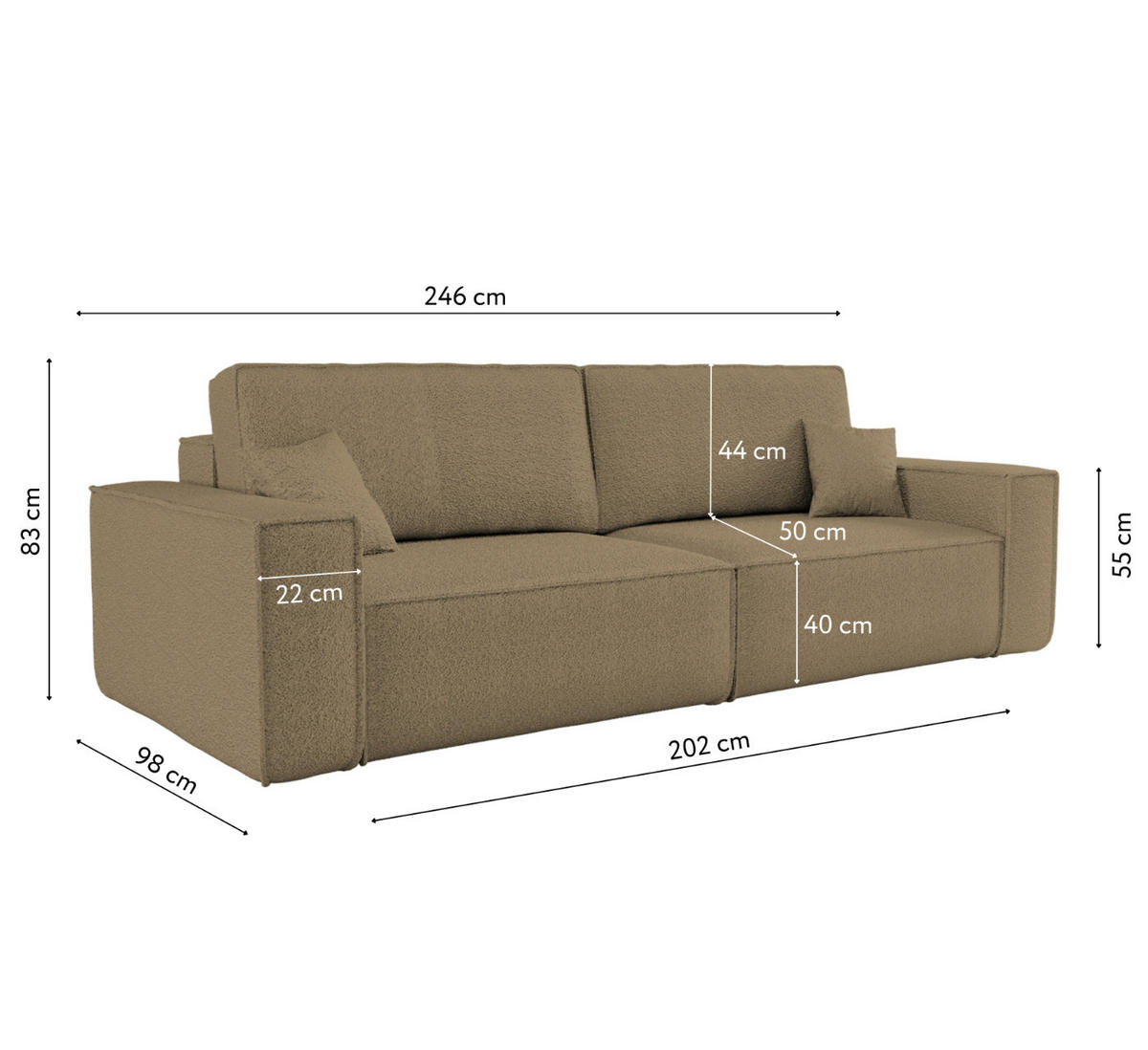 SCHLAFSOFA BEST mit Bettkasten Stoff Quelle Hellbraun - Hellbraun, Holz/Textil (246/83/98cm) - Kaiser Möbel