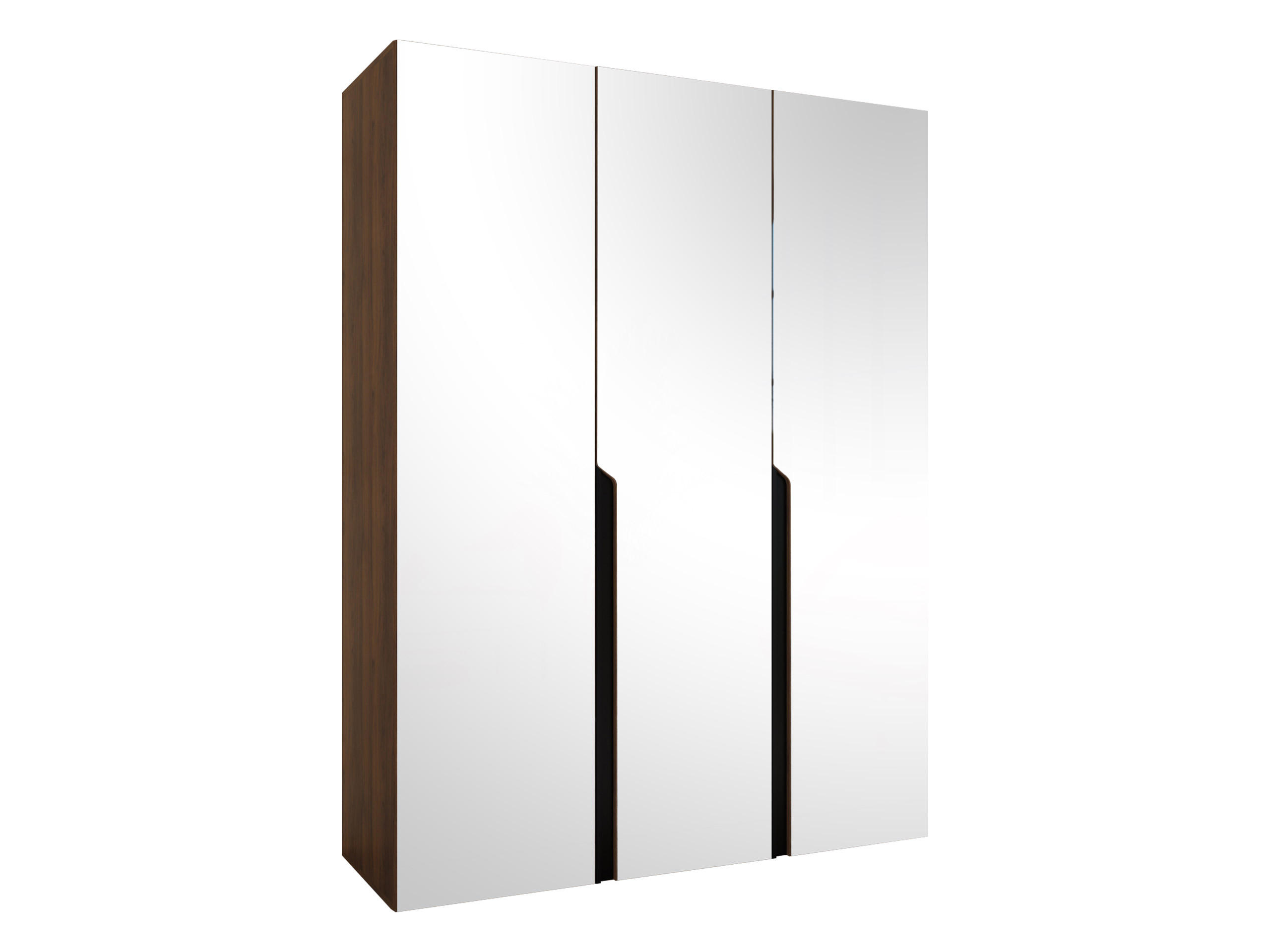 DREHTÜRENSCHRANK Mila III 150 - Nussbaumfarben/Schwarz, Holzwerkstoff/Kunststoff (150/202/52cm) - MIRJAN24