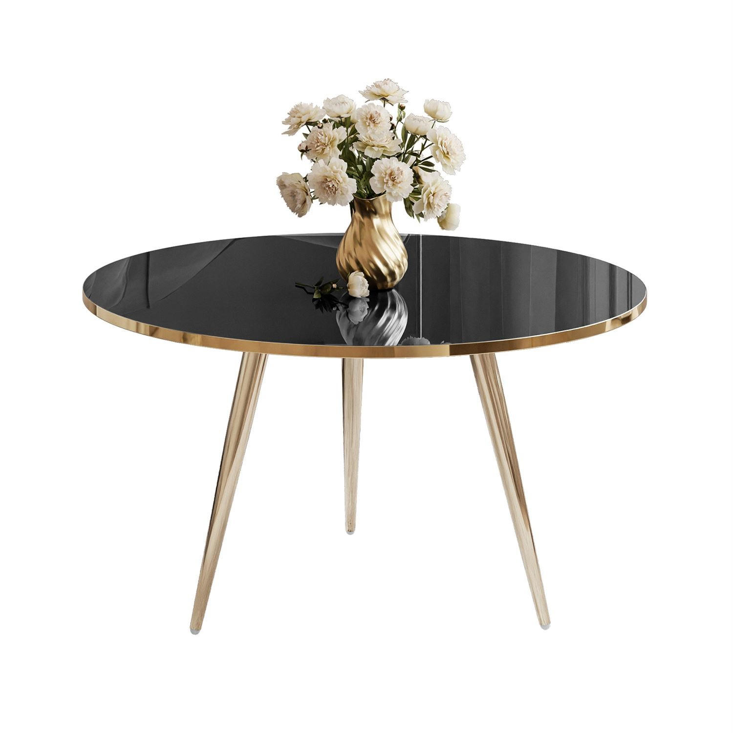 COUCHTISCH SOLEIL GOLD Schwarz Hochglanz, 70cm - Schwarz, Holzwerkstoff (70/70/47cm) - Lookway