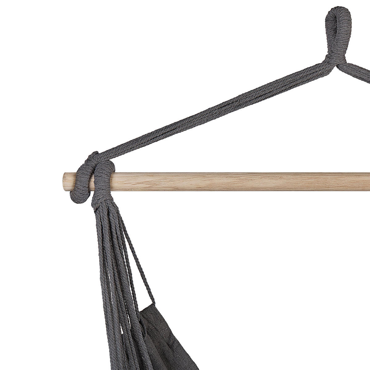MAKRAMEE Hängesessel mit Kissen Baumwolle grau Bonea - Grau, Textil (95/125/55cm) - Beliani