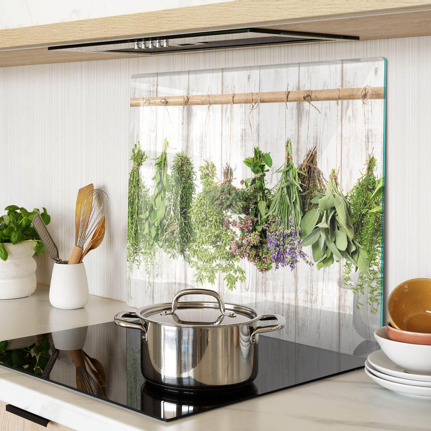 GLASPLATTE 60x52 cm Kräuterschnur - Grün, Glas (60/0.4/52cm) - TULUP