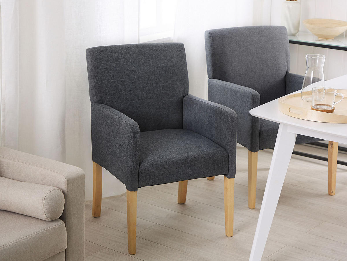 ESSZIMMERSTUHL Polsterbezug Grau Rockefeller - Grau, Textil (58/89/60cm) - Beliani