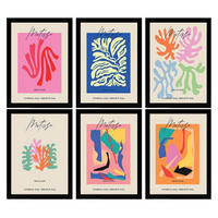 POSTER Set Mit 6 Illustrationen Von Henri Matisse A3 Schwarzer Rahmen - Schwarz, Papier (29/3cm) - Nacnic
