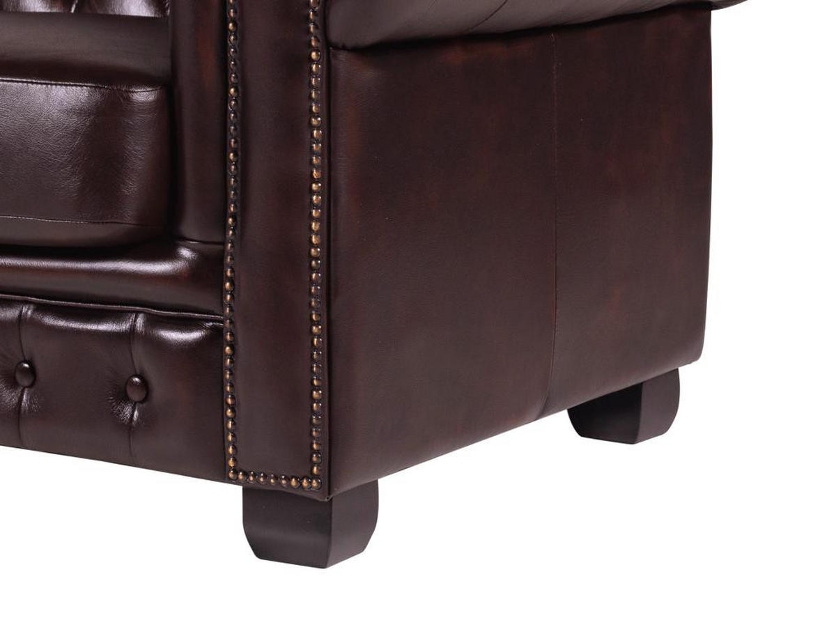 CHESTERFIELD Ledersofa 4-Sitzer - Büffelleder - Rotbraun - BRENTON - Bordeaux, Leder (99/73/240cm) - Vente-Unique