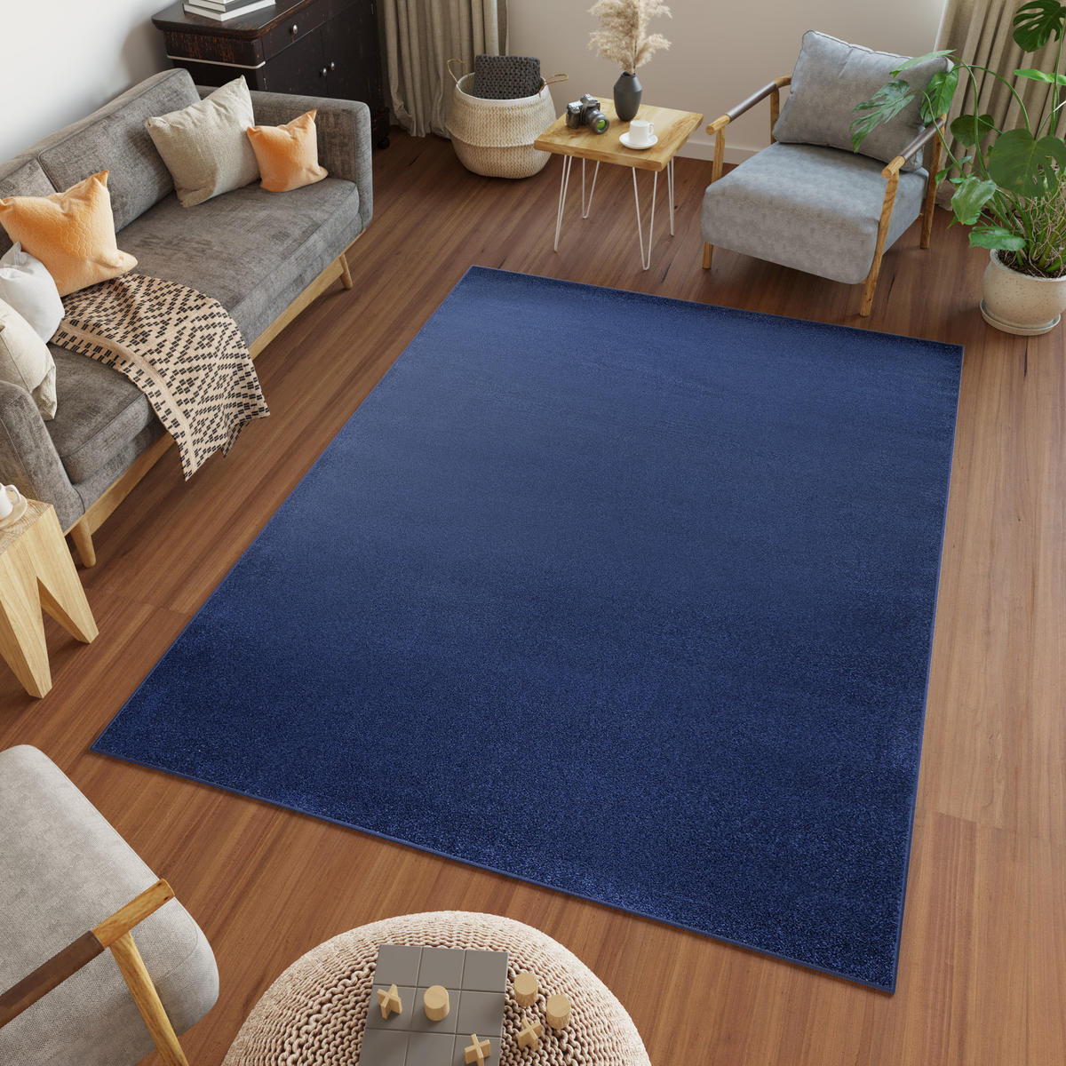 TEPPICH Mono Dunkelblau 180/250 cm - Dunkelblau, Kunststoff (180/250cm) - Tapiso