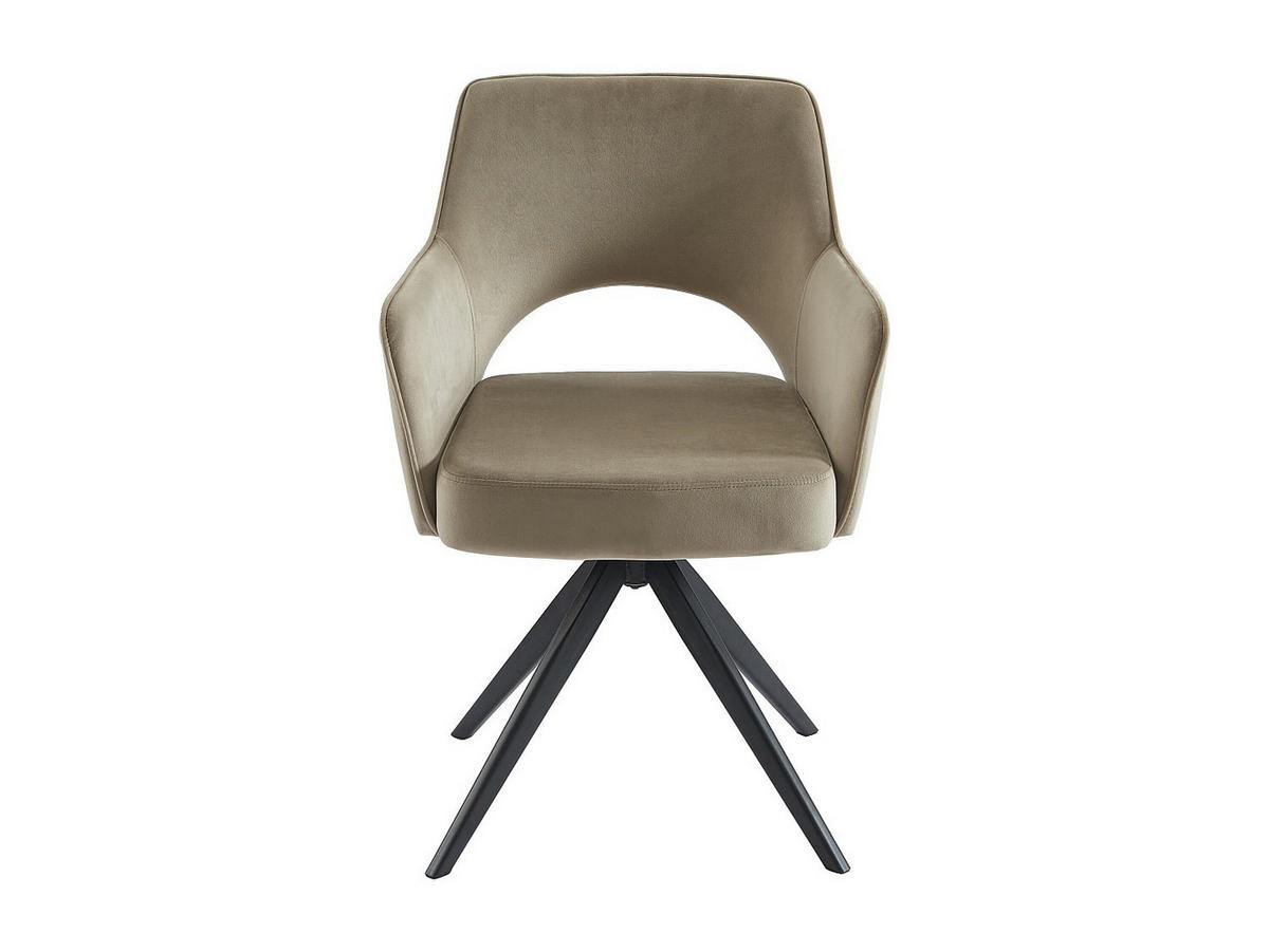 DREHSTUHL mit Armlehnen - Samt & schwarzes Metall - Beige - KONYA - Beige, Textil (59/84/58cm) - Vente-Unique