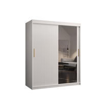 SCHWEBETÜRENSCHRANK 200/150/62 2-türig - Goldfarben/Weiß, Holz/Kunststoff (150/200/62cm) - MÖBEL KRYSPOL