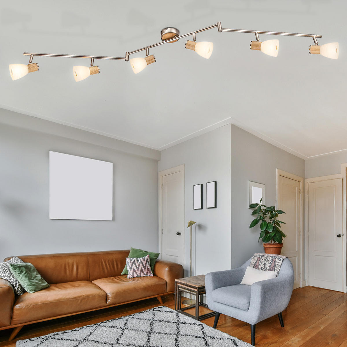 LED DECKENLEUCHTE Metall Holzoptik Braun - Braun, Holz (145/9/18cm)