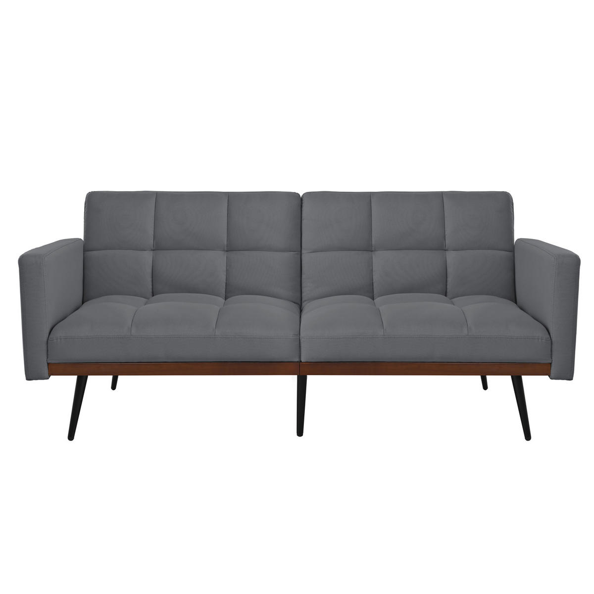 SCHLAFSOFA 146 cm Grau mit Bettfunktion & Leinen-Optik - Dunkelgrau, Textil (146/70/60cm) - Urban Meuble