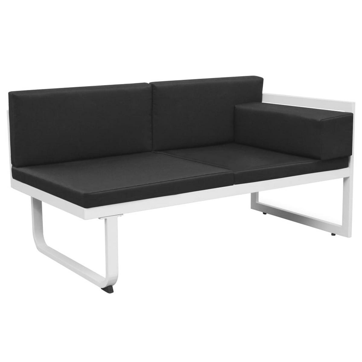 GARTEN-LOUNGE-SET 4Er Set Mit Auflagen Aluminium Schwarz - Schwarz, Textil/Metall - vidaXL