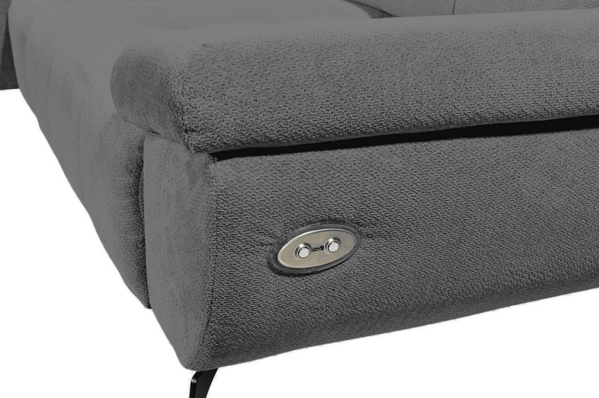 ECKSCHLAFSOFA mit Schlaffunktion & elektrischer Sitztiefenverstellung - Silberfarben/Schwarz, Holz/Holzwerkstoff (297/170cm) - ed exciting design