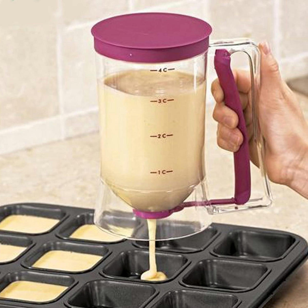 TEIGPORTIONIERER mit Skala 900ml - Pink, Kunststoff (0.9L)
