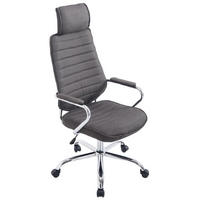 CHEFSESSEL Stoff dunkelgrau - Chromfarben/Dunkelgrau, Textil/Metall (60/117/67cm) - CLP
