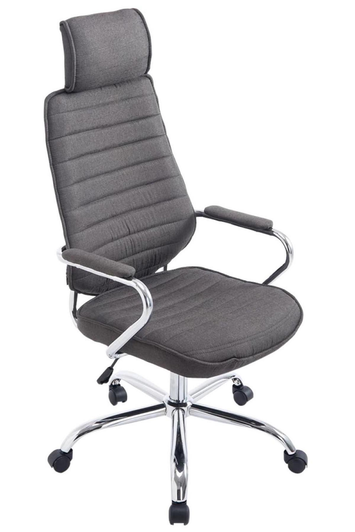 CHEFSESSEL Stoff dunkelgrau - Chromfarben/Dunkelgrau, Textil/Metall (60/117/67cm) - CLP