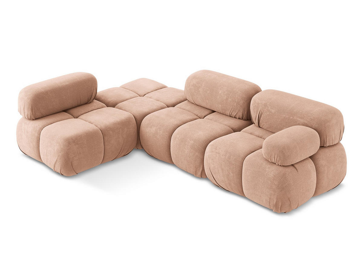 ECKSOFA Links Chenille Stoff Pink - Pink/Koralle, Kunststoff/Textil (190/285cm) - Makamii