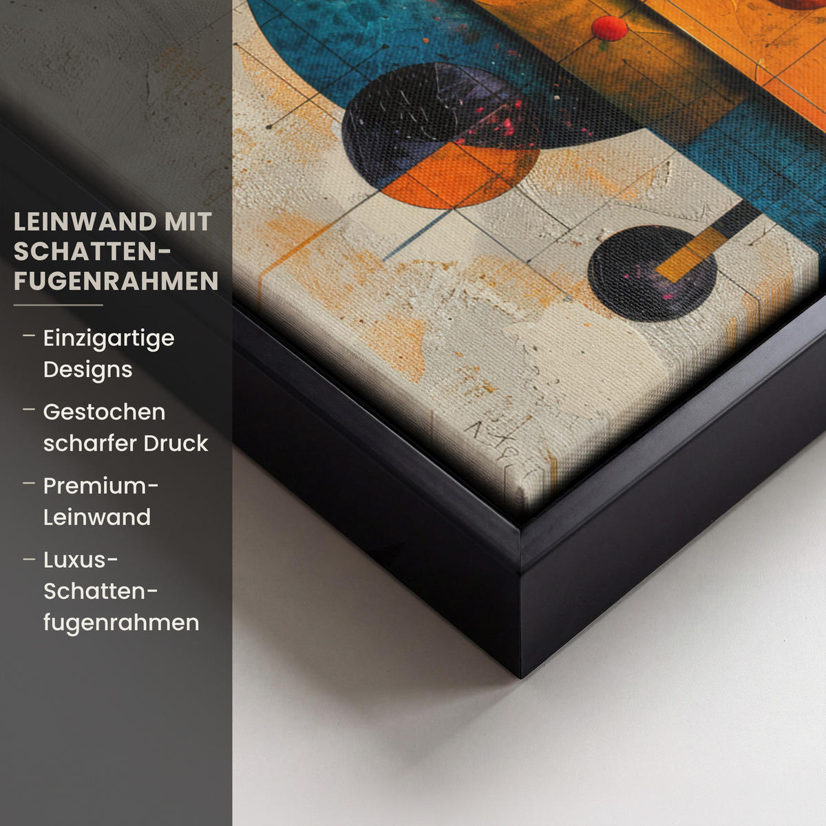 LEINWAND Bilder mit Rahmen - Vintage - Moderne Kunst - Orange - Geometrische Formen - 30x40 - Multicolor, Textil (30/40cm) - MuchoWow