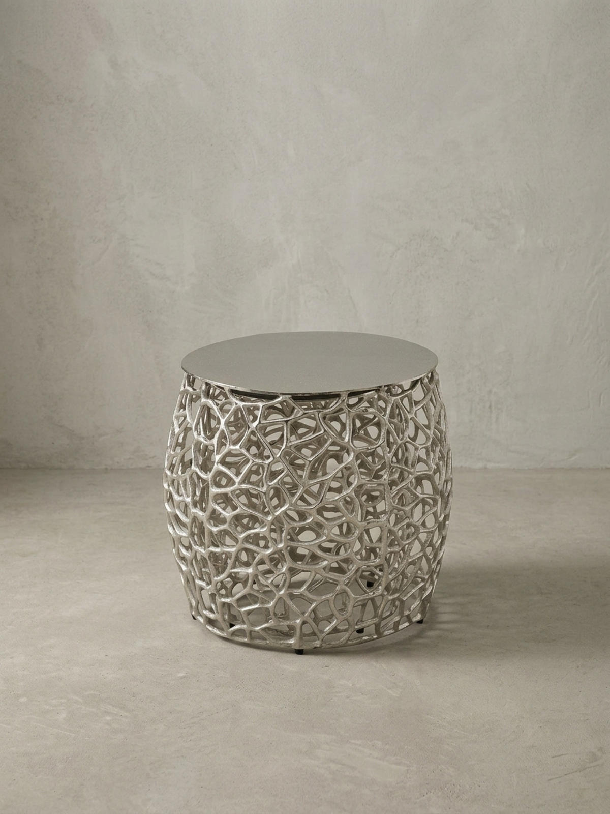 BEISTELLTISCH Set – Silber Aluminium Aststruktur vielseitig einsetzbar - Silberfarben, Metall (46/46/42cm) - KADIMA DESIGN