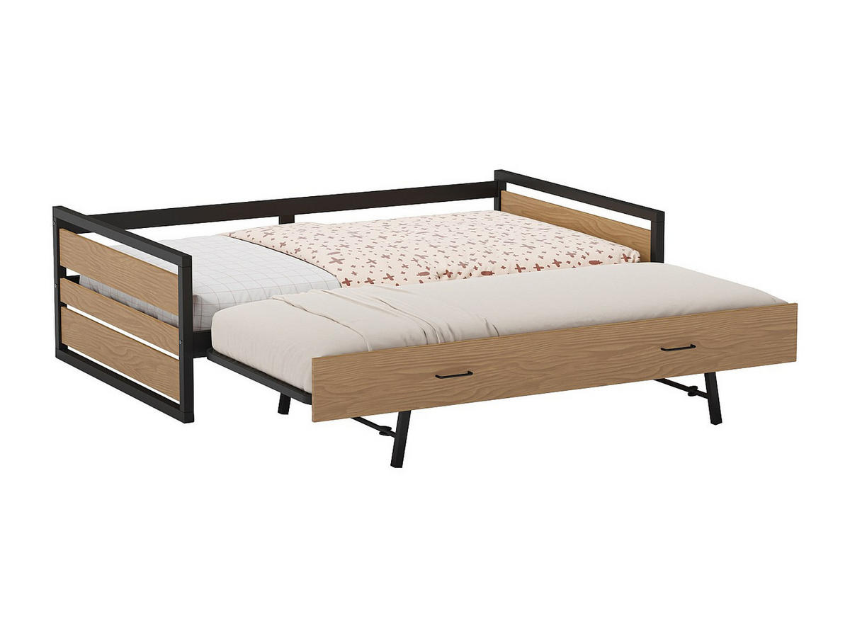 BETTRAHMEN - 1 Person - holz - naturfarben hell Boston - Naturfarben, Holz/Metall (120/200cm) - Vente-Unique
