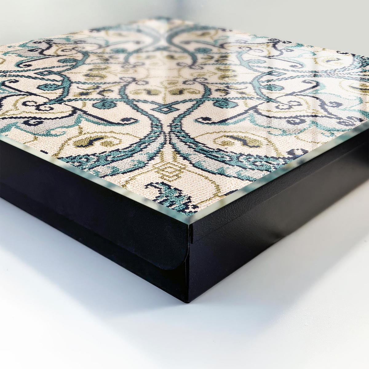 SCHLÜSSELBOX Schwarz 30x30 cm- Türöffnung nach rechts - Türkisfarbener Schmuck - Beige, Metall (30/30/5cm) - TULUP
