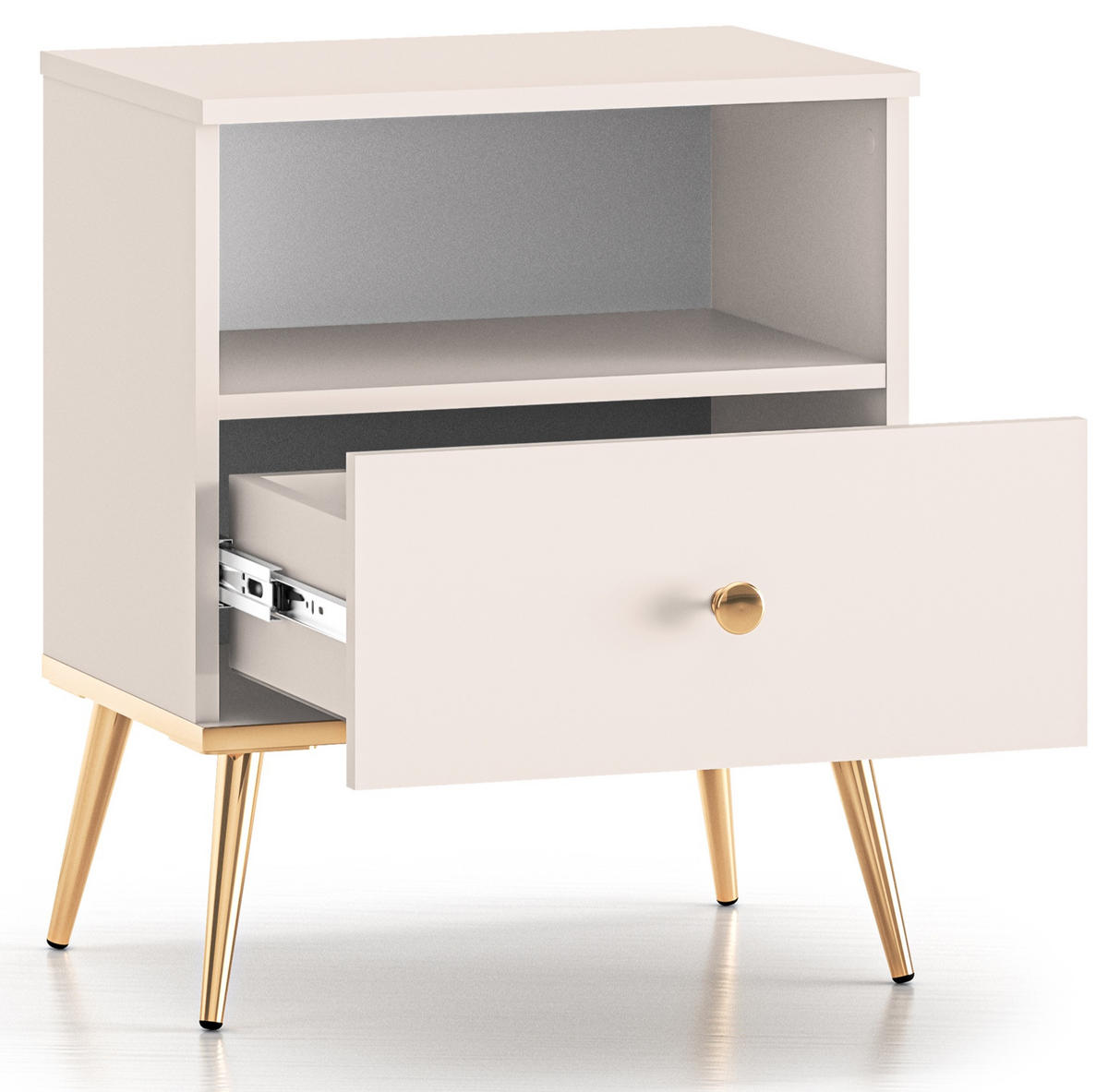 NACHTTISCH Selgin Greige 50 cm - Taupe/Goldfarben, Holzwerkstoff/Metall (50/60/33.4cm) - Selsey
