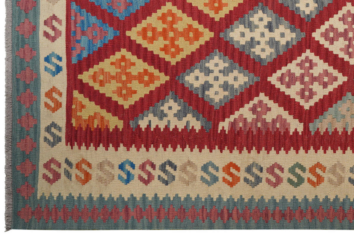 HANDWEBTEPPICH Kelim Gashgai Rot 293/213 cm Schurwolle - Rot, Textil (213/293cm) - Looma
