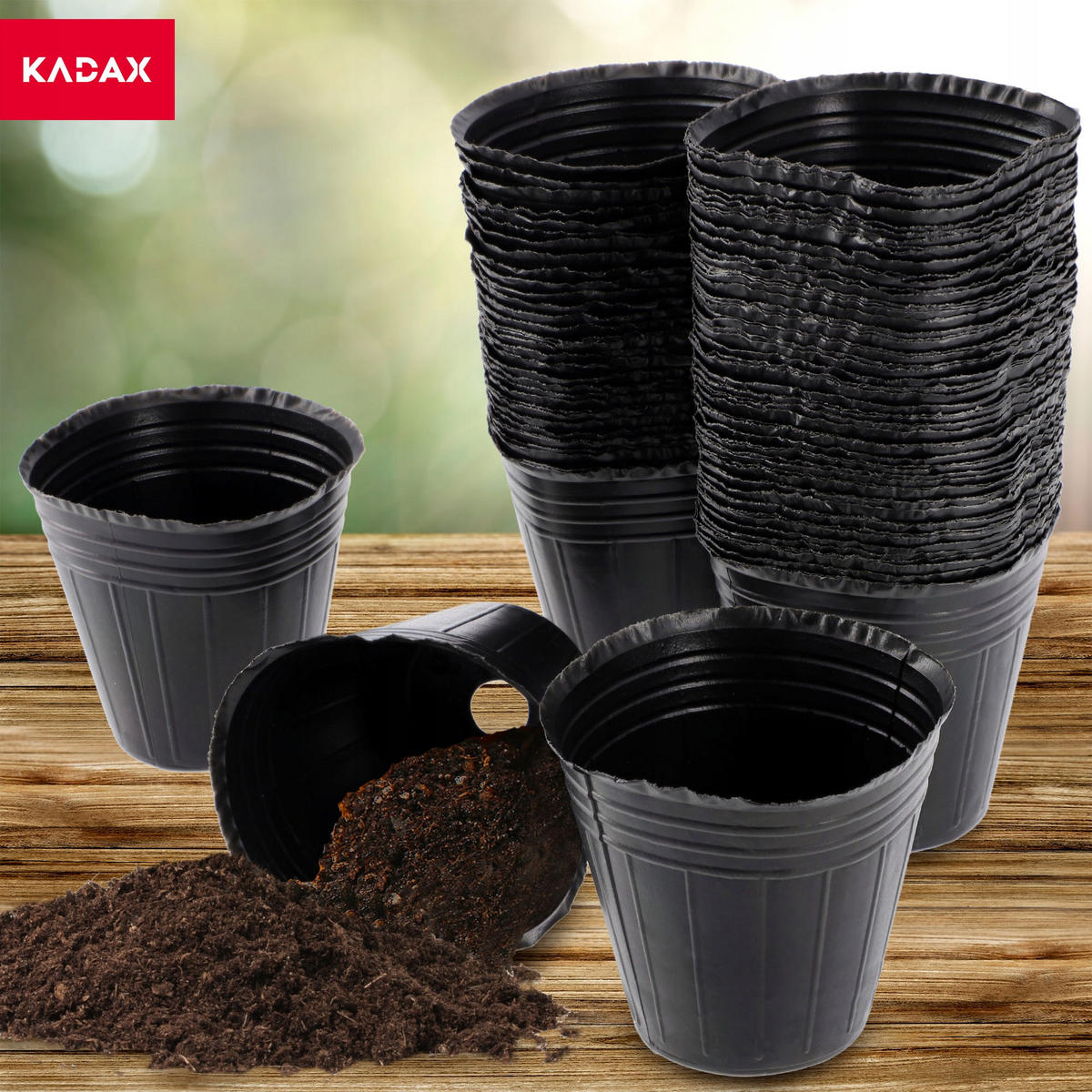 SAMENTOPF, rund, 7 cm, 100 Stück - Schwarz, Kunststoff - KADAX