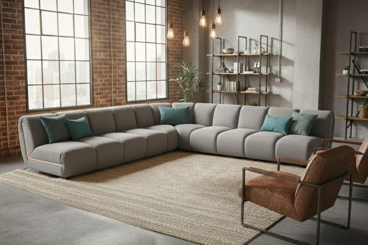 MODULSOFA LAYLA Taupe Velvet - Taupe/Schwarz, Buchenholz/Textil (305/305cm) - KAWOLA