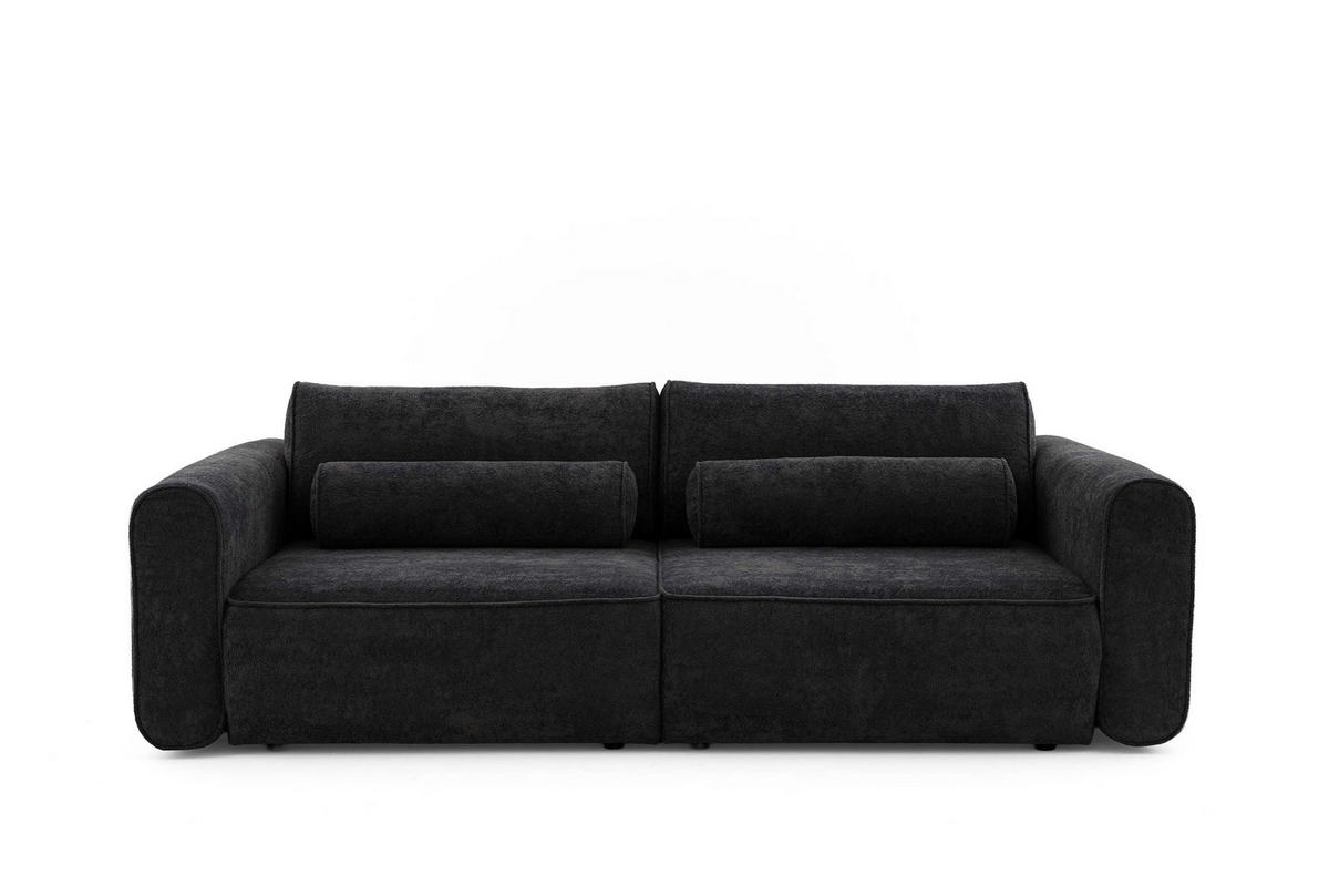 ECKSOFA MOTION mit Schlaffunktion 130x200 Webstoff Schwarz - Schwarz, Holz/Textil (250/120cm) - Muffo