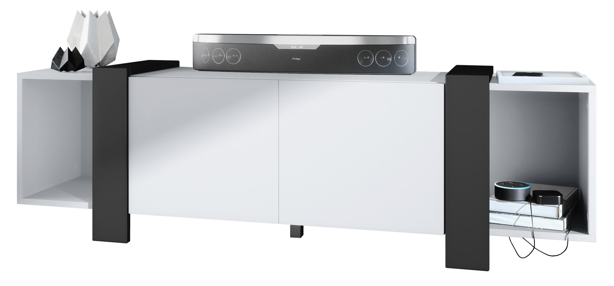 Vladon Lowboard Schwarz 149x45.5x34 cm