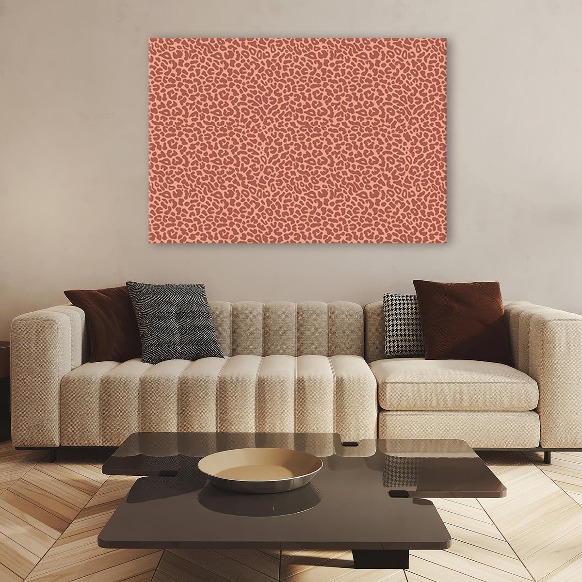 WANDBILD leopard leopard pelfpatches muster - Rot, Textil (60/40cm) - Feeby