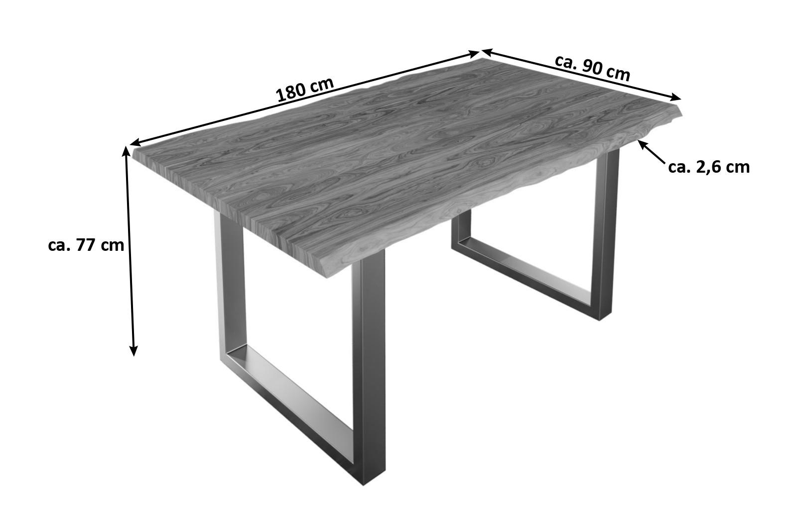 ESSTISCH LAUREN - Beige/Silberfarben, Holz/Metall (90/180/77cm) - SAM