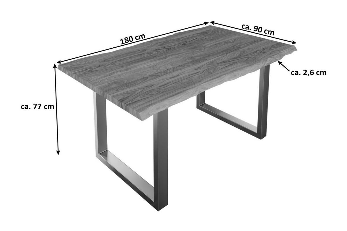 ESSTISCH LAUREN - Beige/Silberfarben, Holz/Metall (90/180/77cm) - SAM